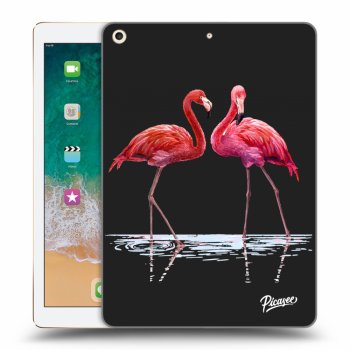 Picasee Schwarze Silikonhülle für Apple iPad 9.7" 2017 (5. gen) - Flamingos couple