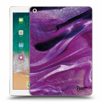 Picasee Schwarze Silikonhülle für Apple iPad 9.7" 2017 (5. gen) - Purple glitter