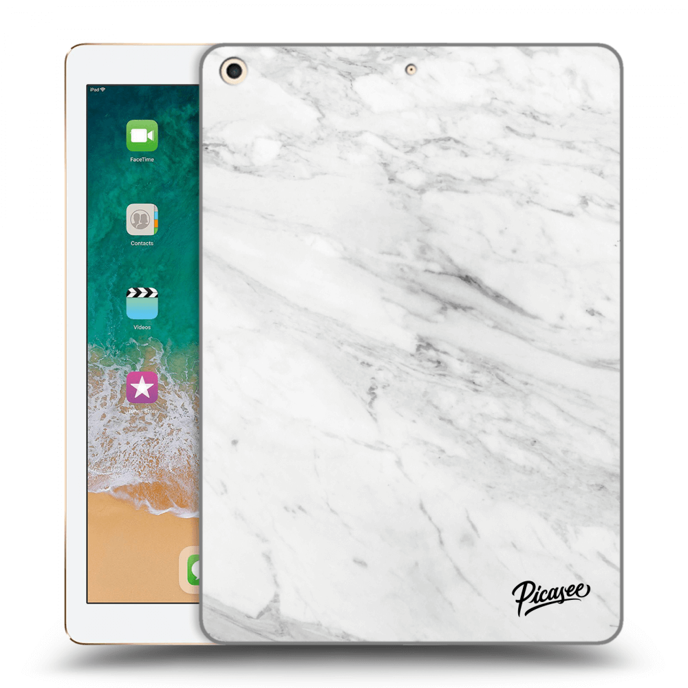 Picasee Schwarze Silikonhülle für Apple iPad 9.7" 2017 (5. gen) - White marble