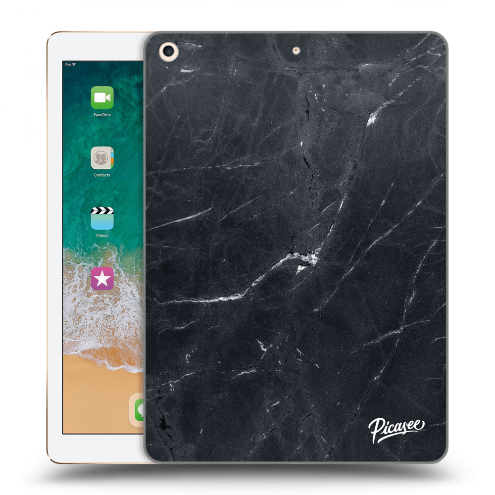 Picasee Schwarze Silikonhülle für Apple iPad 9.7" 2017 (5. gen) - Black marble