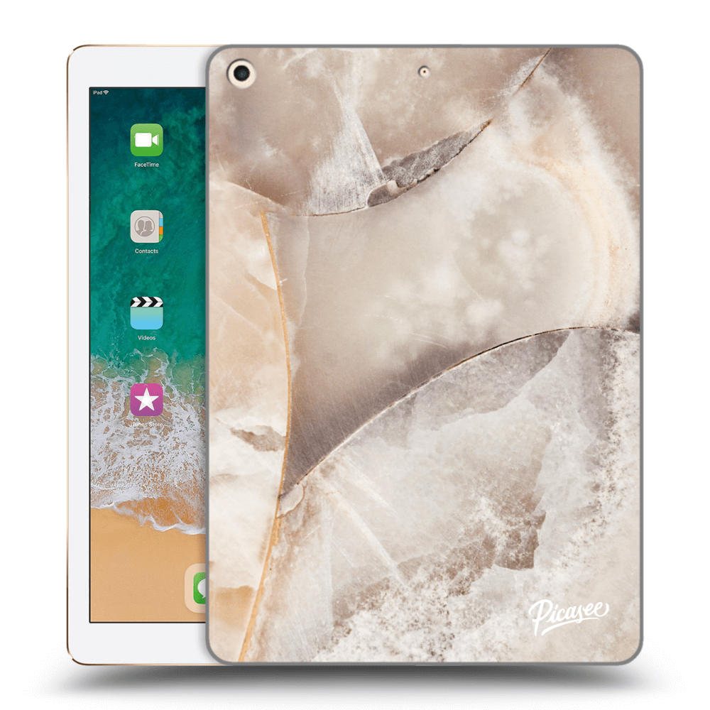 Picasee Schwarze Silikonhülle für Apple iPad 9.7" 2017 (5. gen) - Cream marble