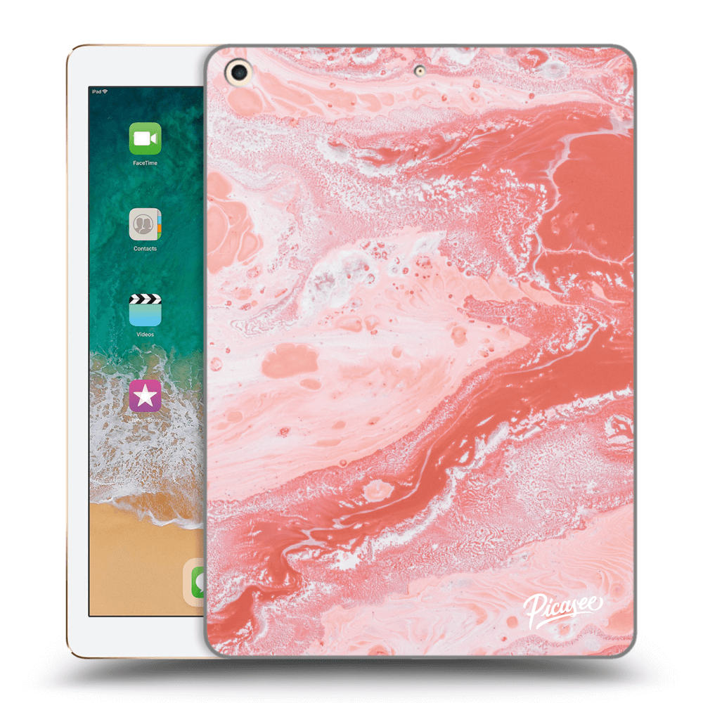 Picasee Schwarze Silikonhülle für Apple iPad 9.7" 2017 (5. gen) - Red liquid