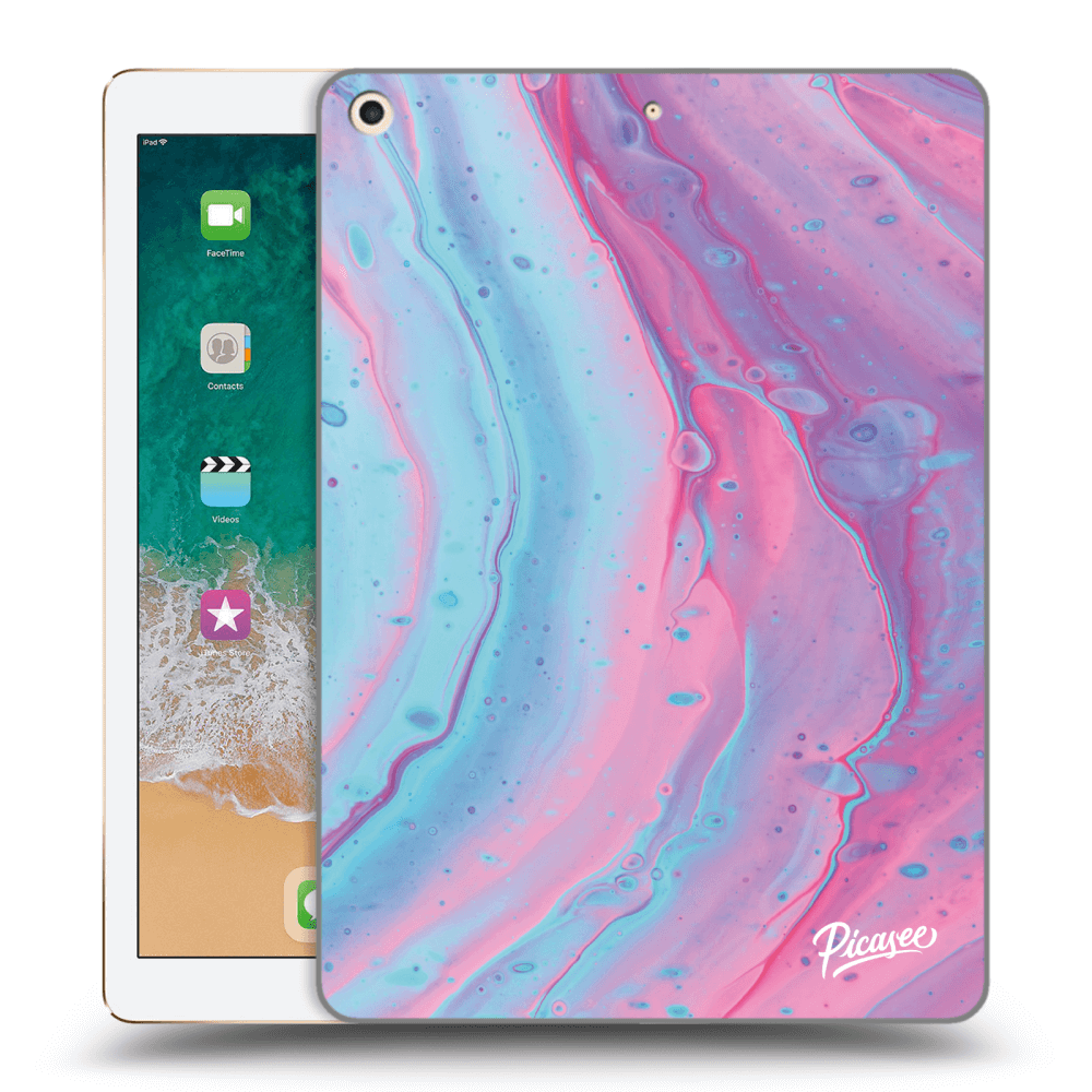 Picasee Schwarze Silikonhülle für Apple iPad 9.7" 2017 (5. gen) - Pink liquid