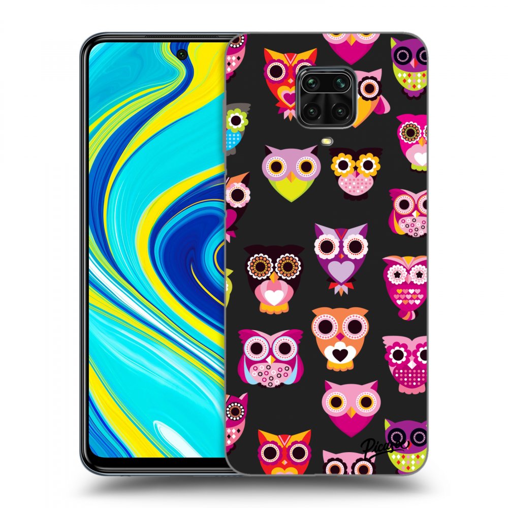 Picasee Xiaomi Redmi Note 9 Pro Hülle - Schwarzes Silikon - Owls