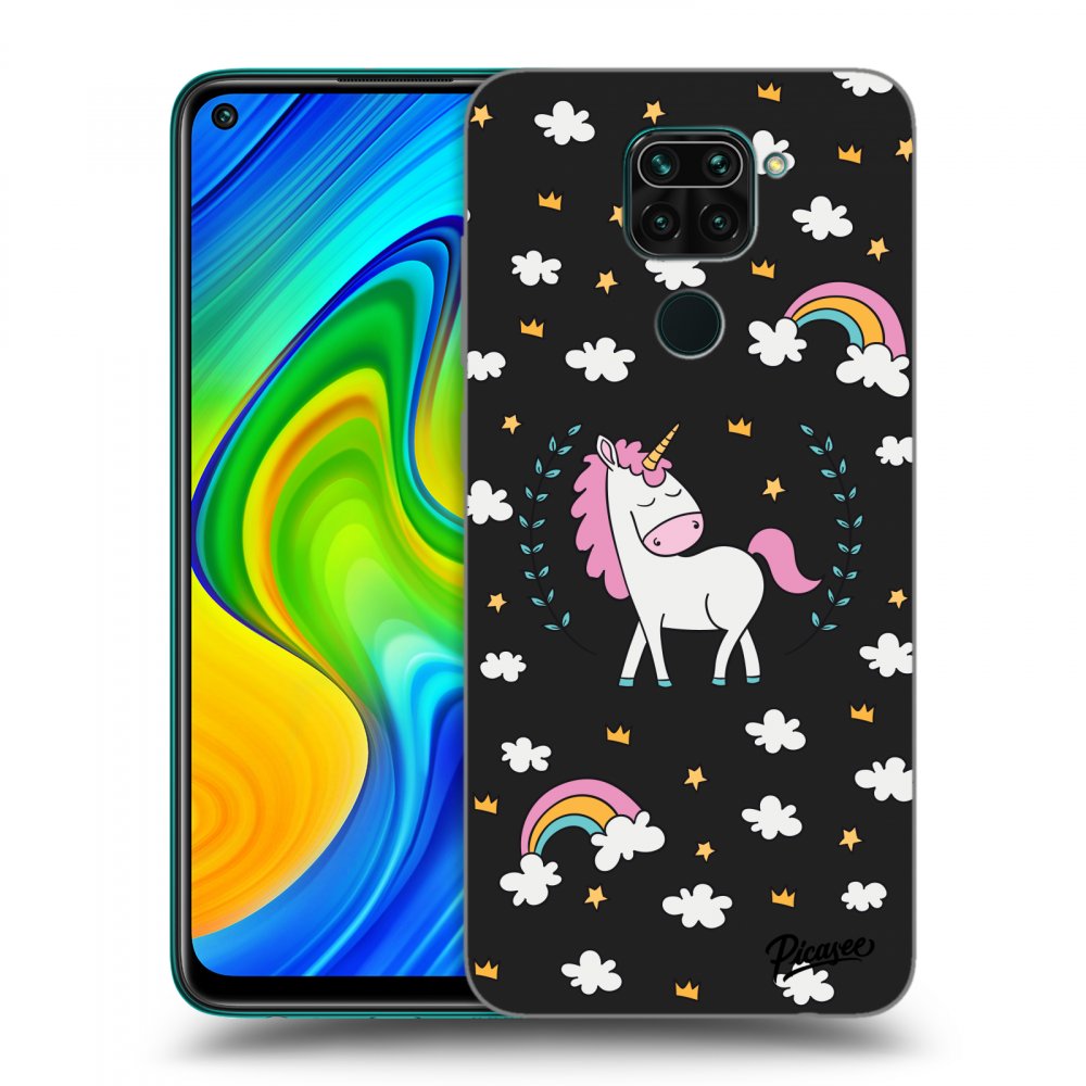 Picasee Xiaomi Redmi Note 9 Hülle - Schwarzes Silikon - Unicorn star heaven