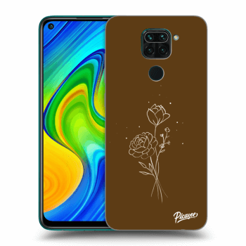 Picasee Xiaomi Redmi Note 9 Hülle - Transparentes Silikon - Brown flowers