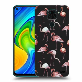Picasee Xiaomi Redmi Note 9 Hülle - Schwarzes Silikon - Flamingos