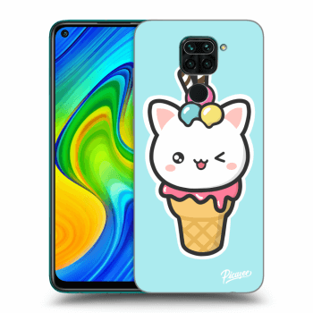 Picasee Xiaomi Redmi Note 9 Hülle - Schwarzes Silikon - Ice Cream Cat