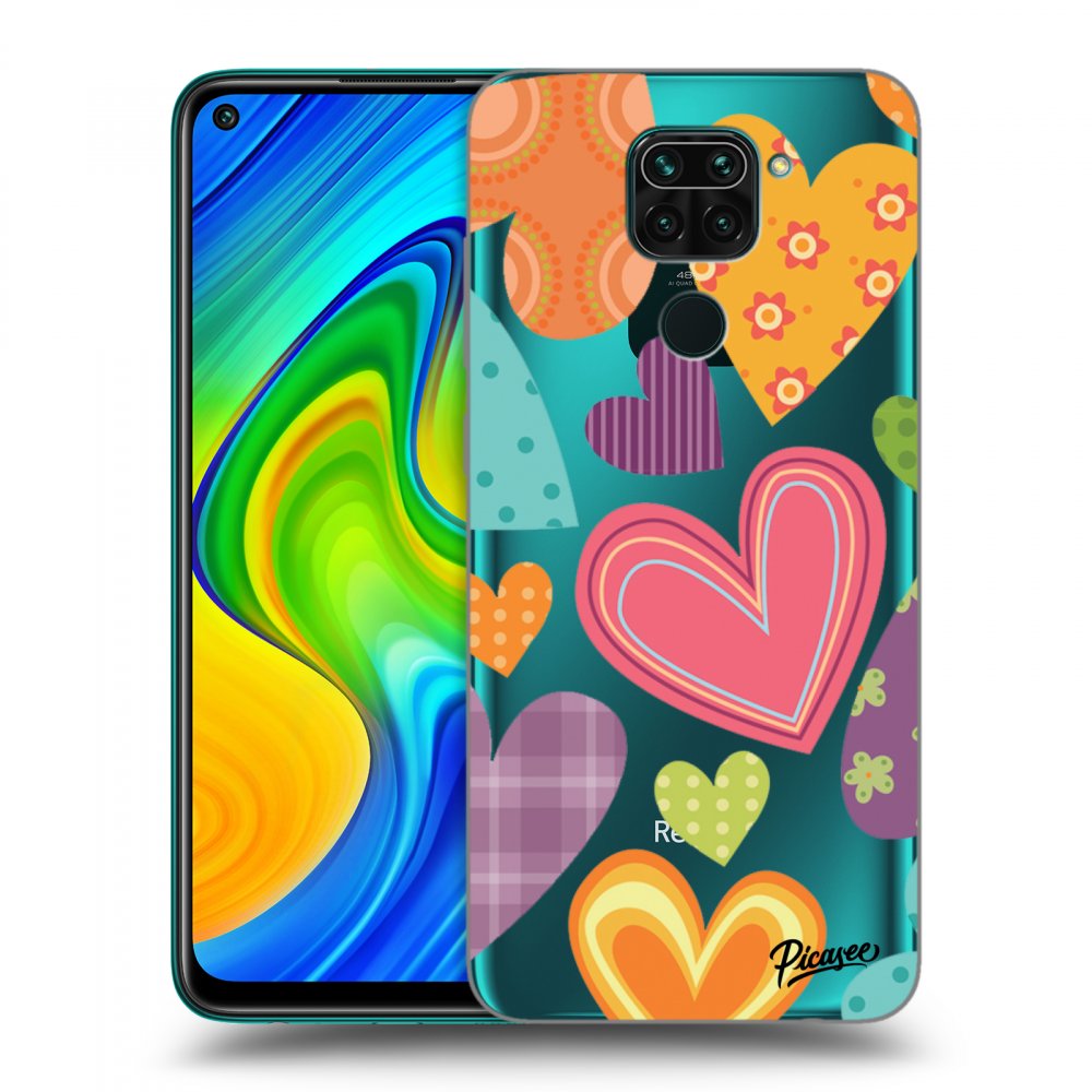 Picasee Xiaomi Redmi Note 9 Hülle - Transparentes Silikon - Colored heart