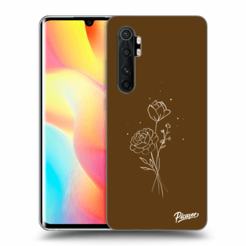 Picasee Xiaomi Mi Note 10 Lite Hülle - Schwarzes Silikon - Brown flowers