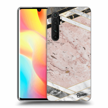 Picasee Xiaomi Mi Note 10 Lite Hülle - Schwarzes Silikon - Pink geometry