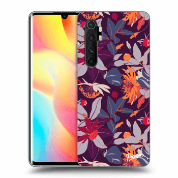 Picasee Xiaomi Mi Note 10 Lite Hülle - Schwarzes Silikon - Purple Leaf