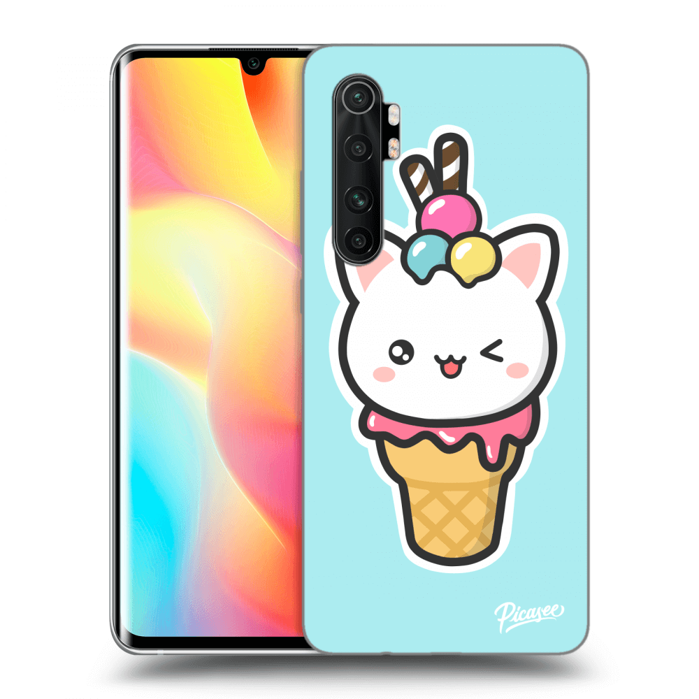 Picasee Xiaomi Mi Note 10 Lite Hülle - Schwarzes Silikon - Ice Cream Cat