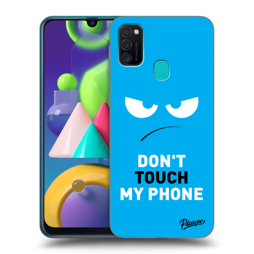Picasee Samsung Galaxy M21 M215F Hülle - Schwarzes Silikon - Angry Eyes - Blue