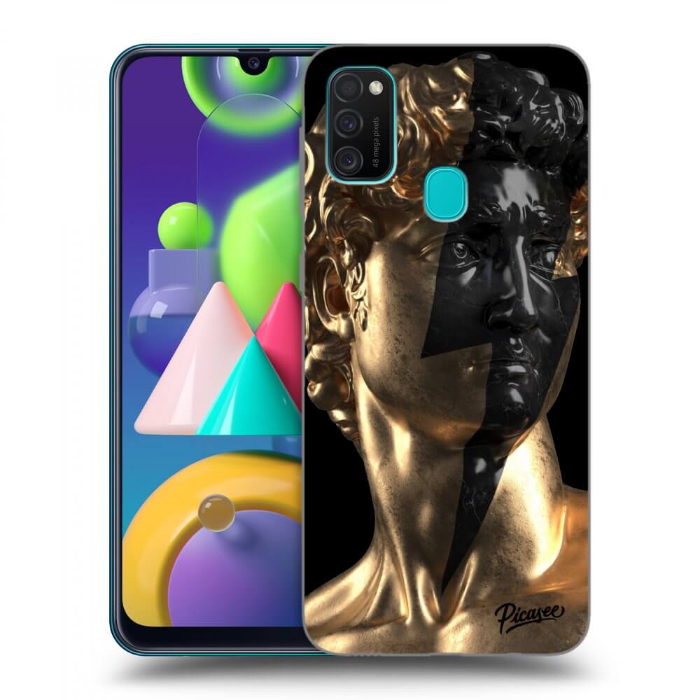 Picasee Samsung Galaxy M21 M215F Hülle - Schwarzes Silikon - Wildfire - Gold
