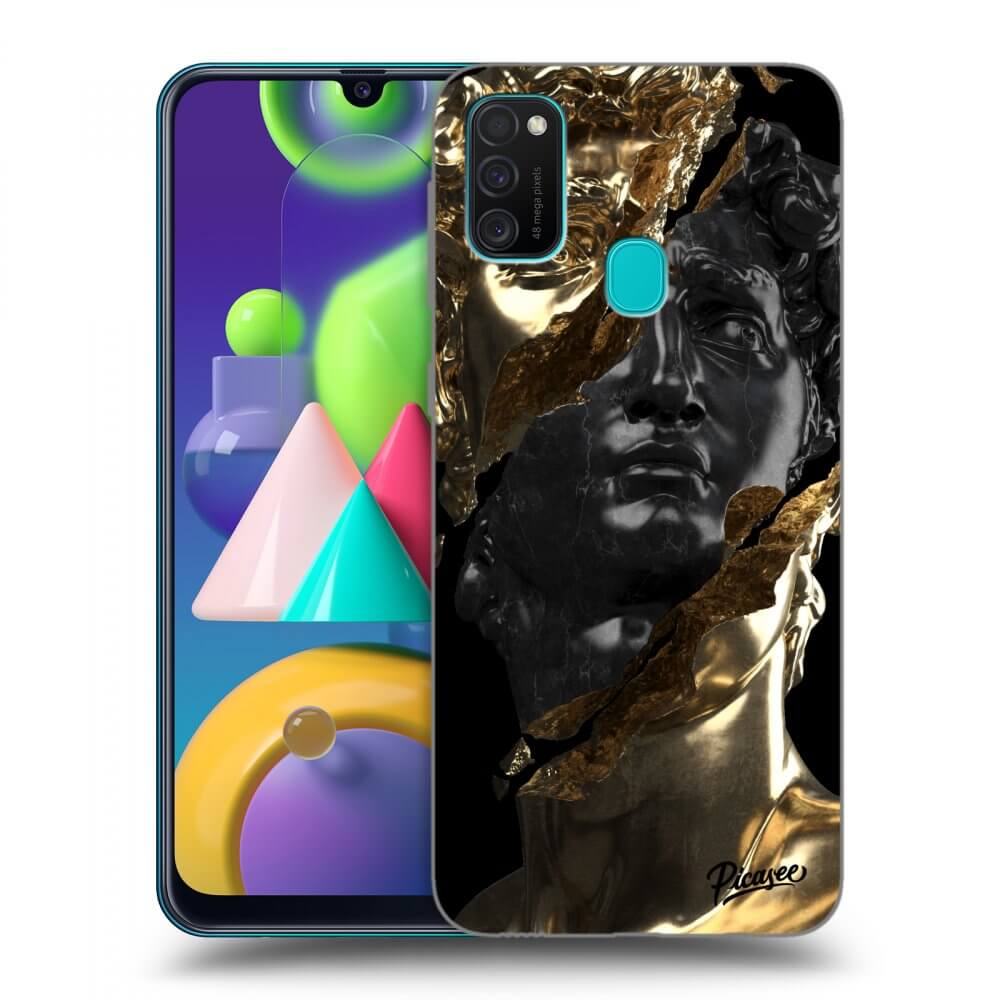 Picasee Samsung Galaxy M21 M215F Hülle - Schwarzes Silikon - Gold - Black