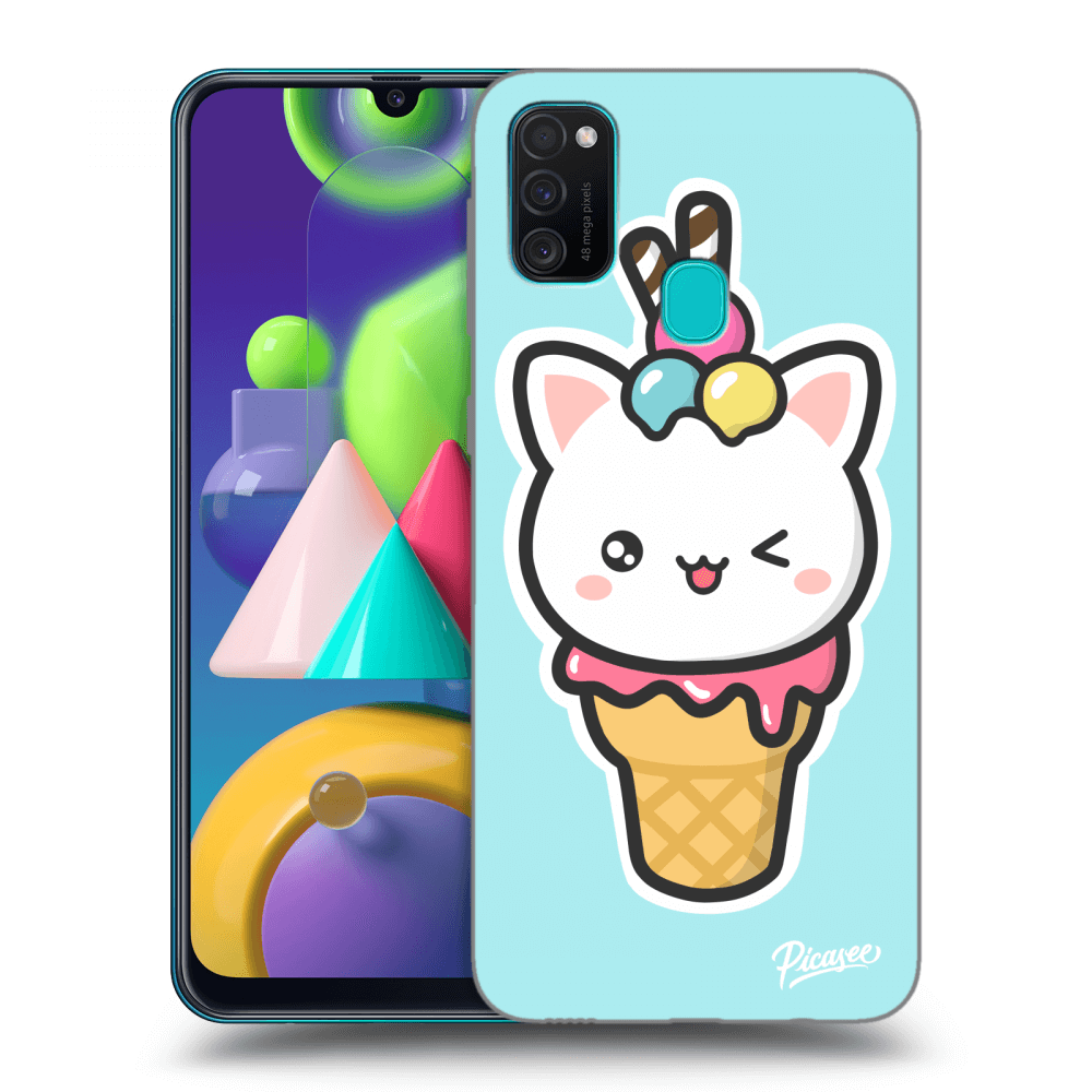Picasee Samsung Galaxy M21 M215F Hülle - Schwarzes Silikon - Ice Cream Cat
