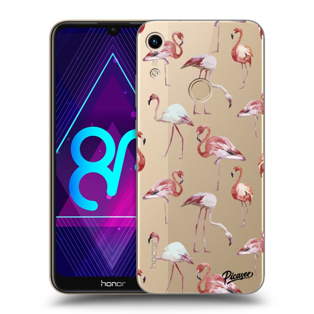 Picasee Honor 8A Hülle - Transparentes Silikon - Flamingos