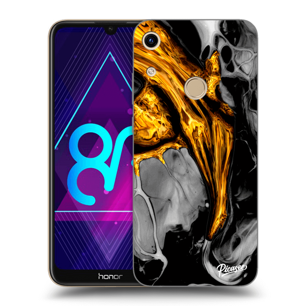 Picasee Honor 8A Hülle - Transparentes Silikon - Black Gold