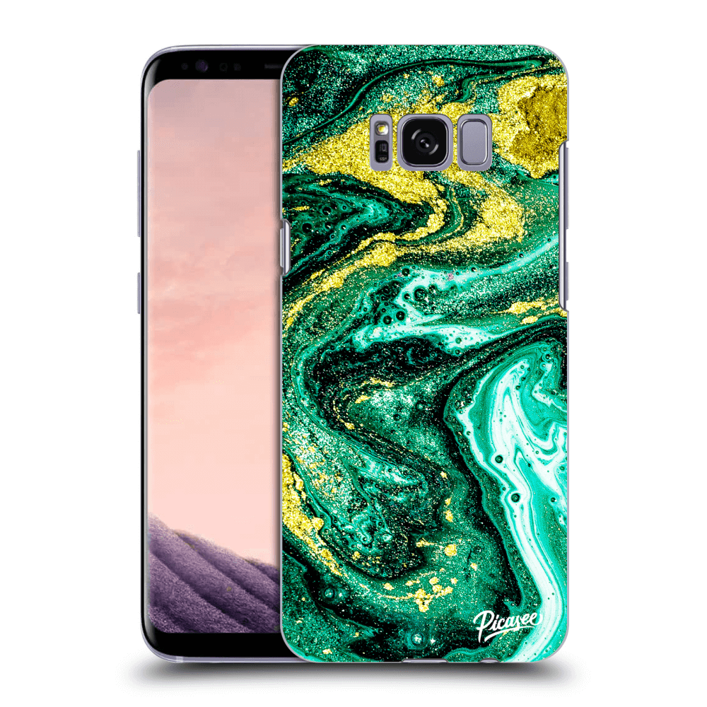 Picasee Samsung Galaxy S8 G950F Hülle - Transparentes Silikon - Green Gold