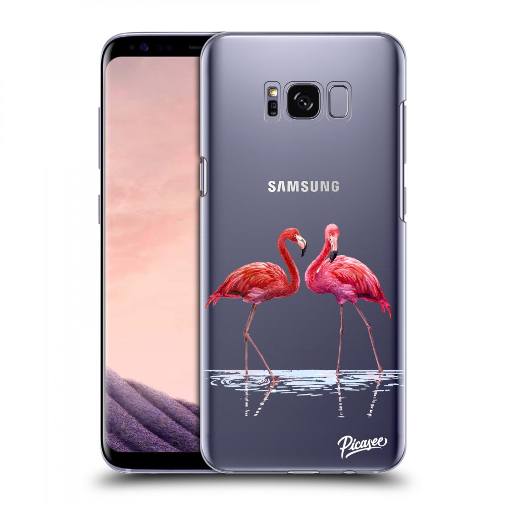Picasee Samsung Galaxy S8 G950F Hülle - Transparentes Silikon - Flamingos couple