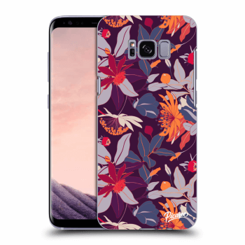 Picasee Samsung Galaxy S8 G950F Hülle - Schwarzes Silikon - Purple Leaf