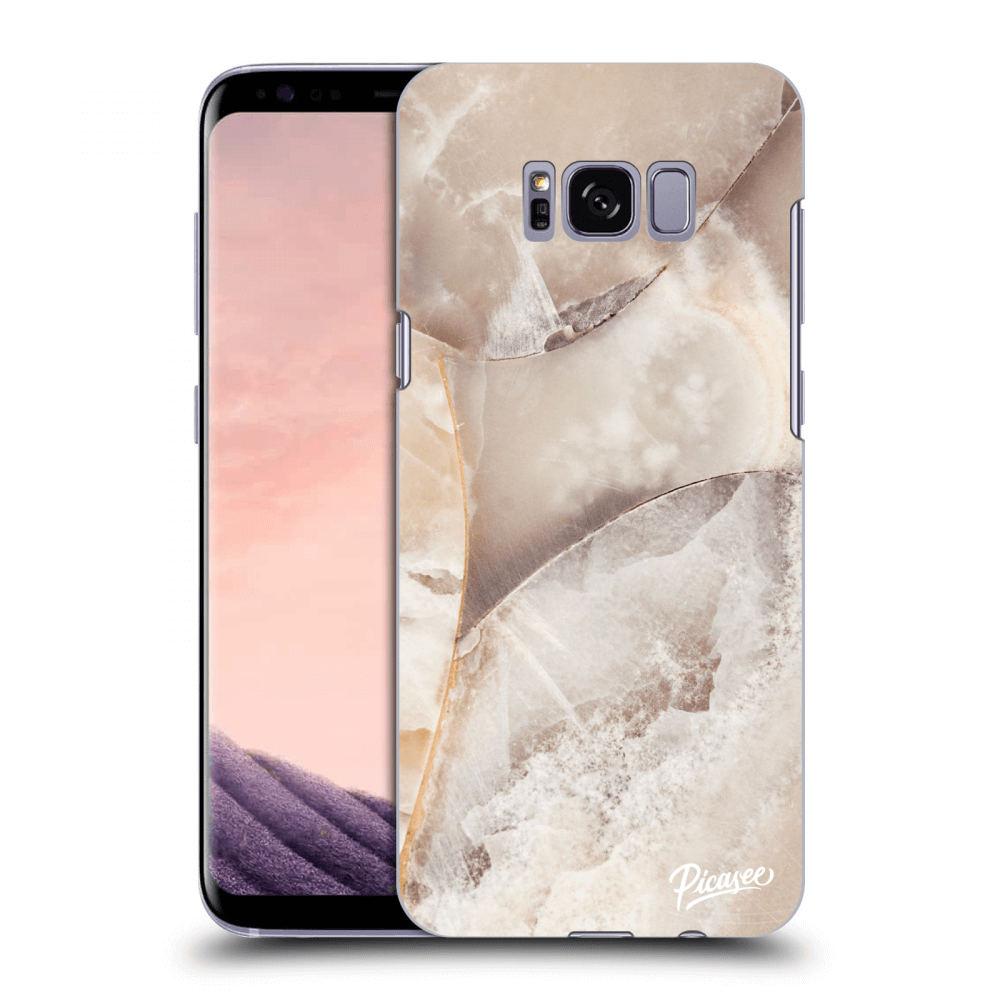Picasee Samsung Galaxy S8 G950F Hülle - Schwarzes Silikon - Cream marble