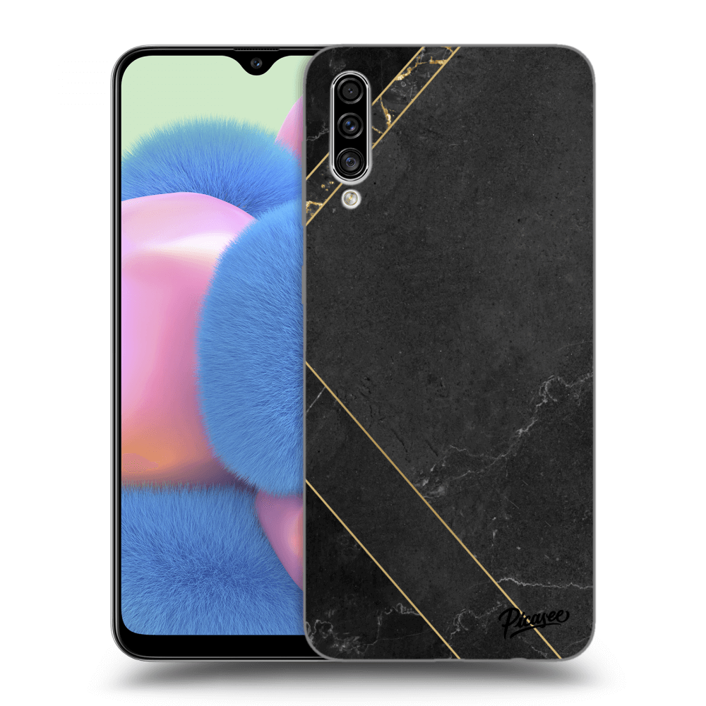 Picasee Samsung Galaxy A30s A307F Hülle - Schwarzes Silikon - Black tile