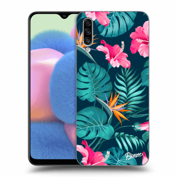 Picasee Samsung Galaxy A30s A307F Hülle - Transparentes Silikon - Pink Monstera