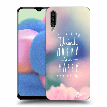 Picasee Samsung Galaxy A30s A307F Hülle - Schwarzes Silikon - Think happy be happy
