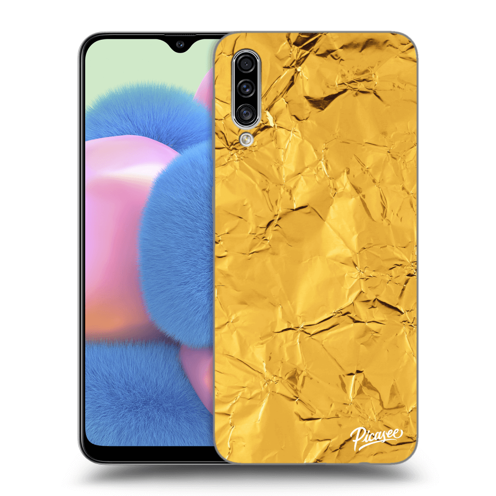 Picasee Samsung Galaxy A30s A307F Hülle - Transparentes Silikon - Gold