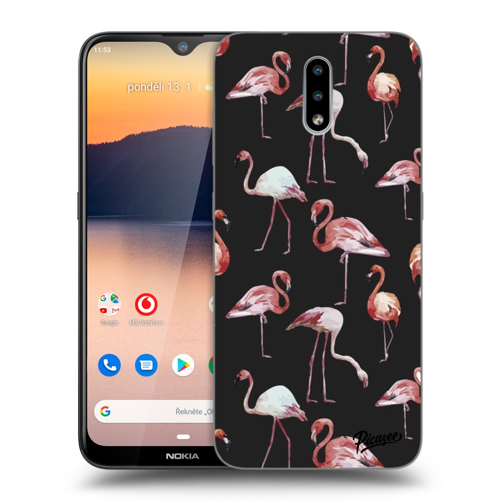Picasee Nokia 2.3 Hülle - Schwarzes Silikon - Flamingos