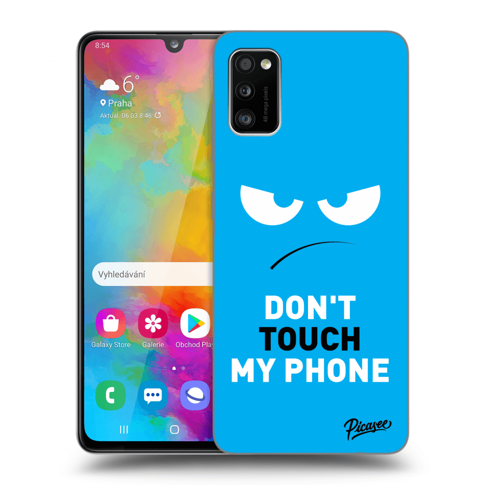 Picasee Samsung Galaxy A41 A415F Hülle - Schwarzes Silikon - Angry Eyes - Blue