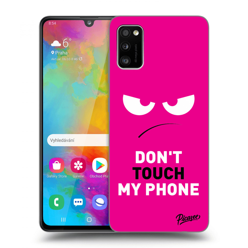Picasee Samsung Galaxy A41 A415F Hülle - Schwarzes Silikon - Angry Eyes - Pink