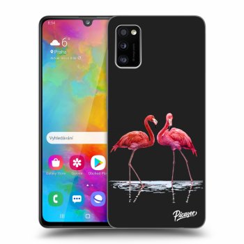 Picasee Samsung Galaxy A41 A415F Hülle - Schwarzes Silikon - Flamingos couple