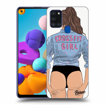 Picasee Samsung Galaxy A21s Hülle - Schwarzes Silikon - Crossfit girl - nickynellow