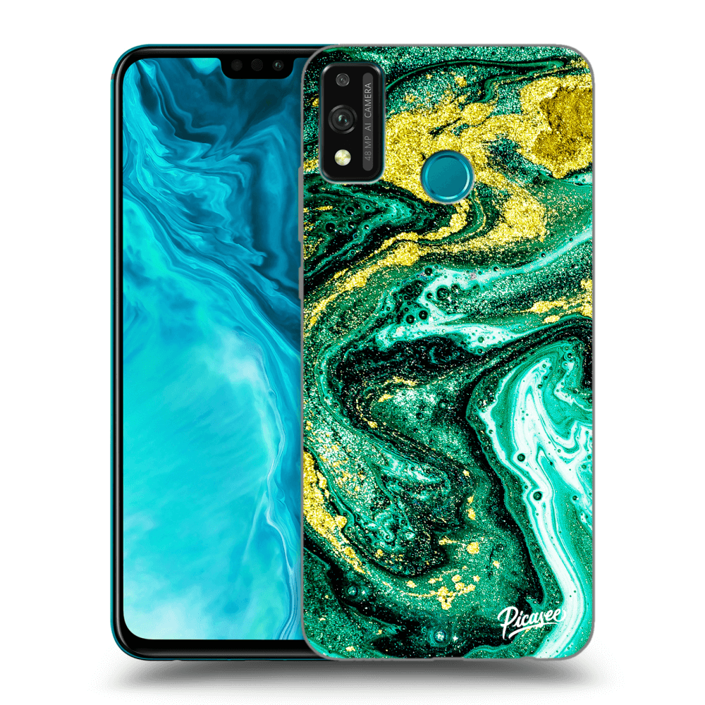 Picasee Honor 9X Lite Hülle - Transparentes Silikon - Green Gold