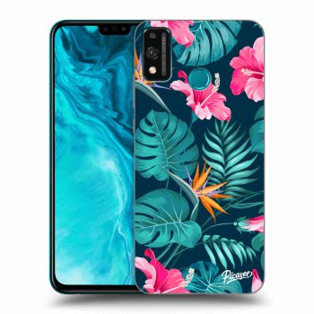 Picasee Honor 9X Lite Hülle - Schwarzes Silikon - Pink Monstera