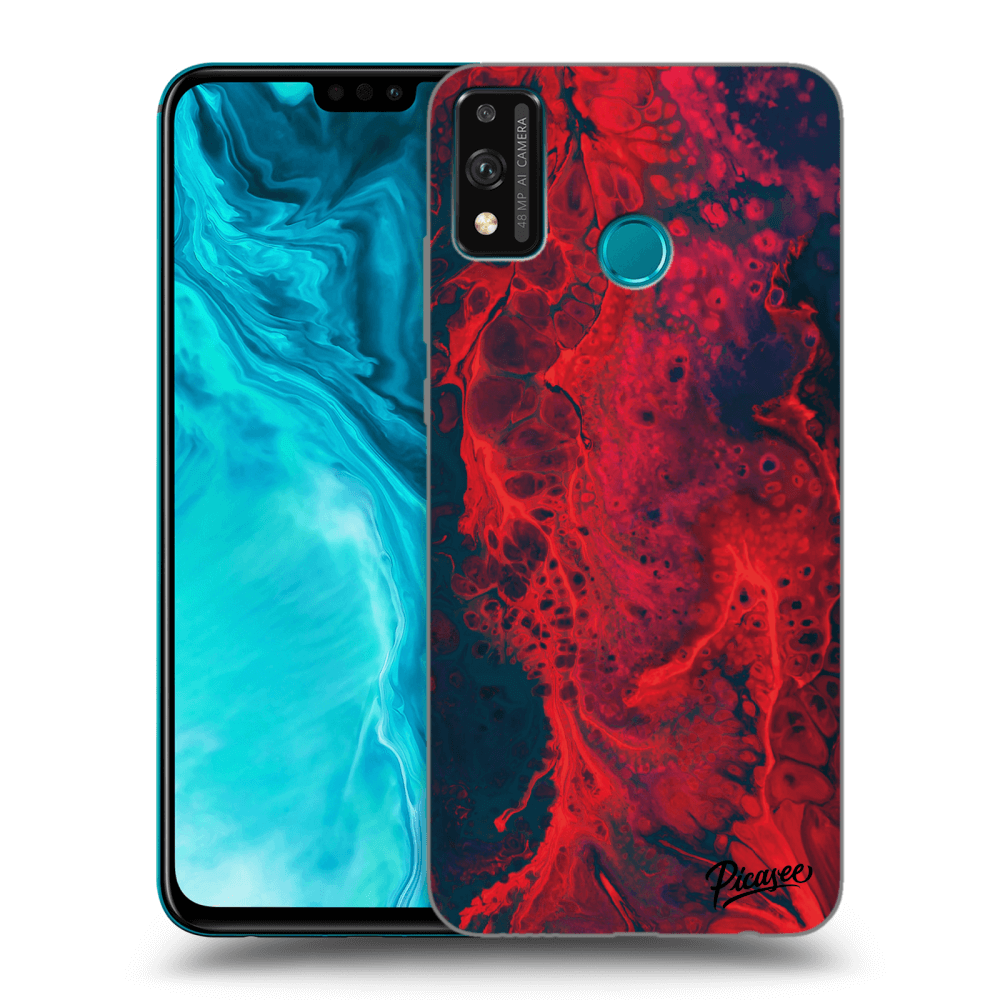 Picasee Honor 9X Lite Hülle - Transparentes Silikon - Organic red