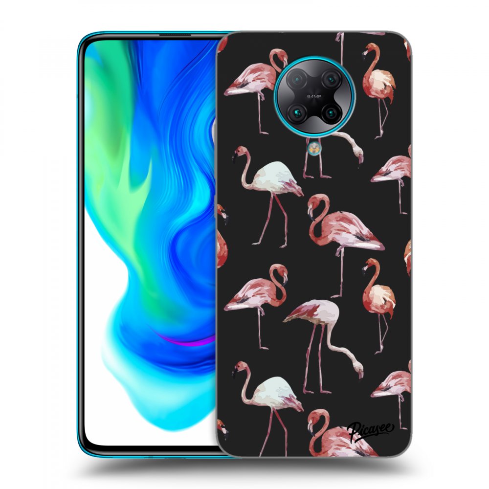 Picasee Xiaomi Poco F2 Pro Hülle - Schwarzes Silikon - Flamingos