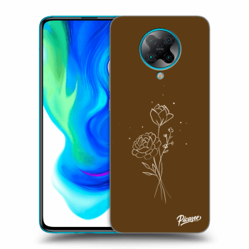 Picasee Xiaomi Poco F2 Pro Hülle - Schwarzes Silikon - Brown flowers