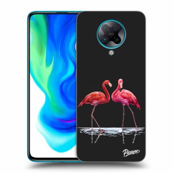 Picasee Xiaomi Poco F2 Pro Hülle - Schwarzes Silikon - Flamingos couple