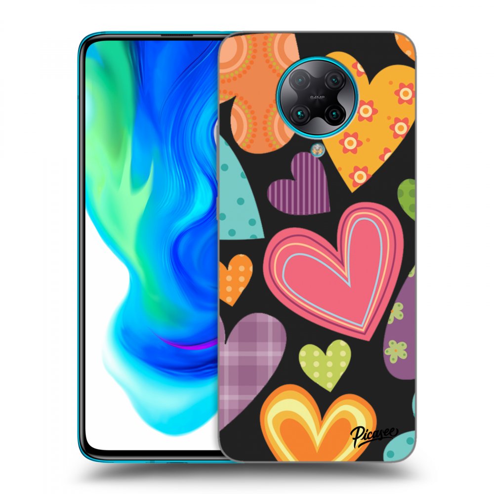 Picasee Xiaomi Poco F2 Pro Hülle - Schwarzes Silikon - Colored heart