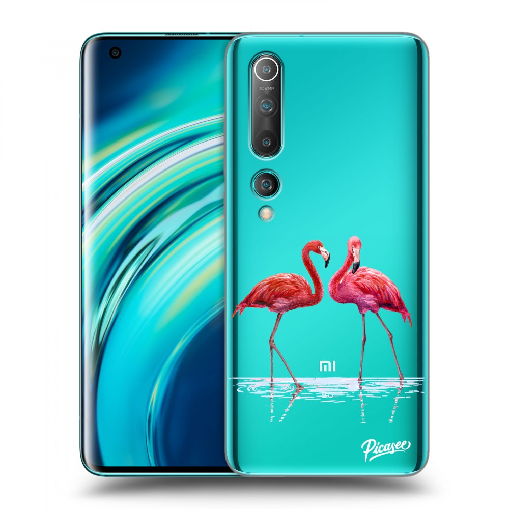Picasee Xiaomi Mi 10 Hülle - Transparentes Silikon - Flamingos couple