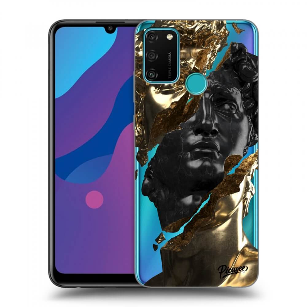 Picasee Honor 9A Hülle - Transparentes Silikon - Gold - Black