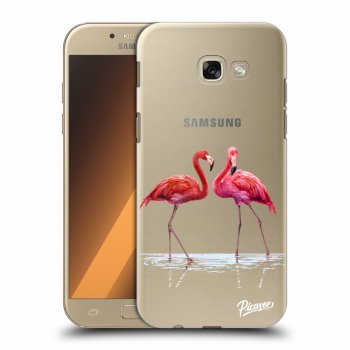 Picasee Samsung Galaxy A5 2017 A520F Hülle - Transparentes Silikon - Flamingos couple