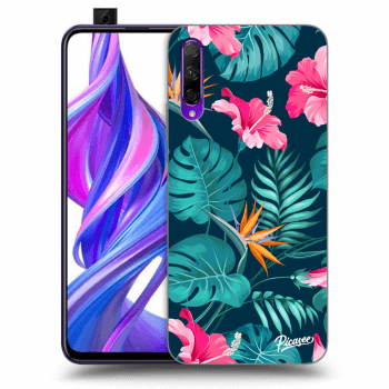 Picasee Honor 9X Pro Hülle - Transparentes Silikon - Pink Monstera