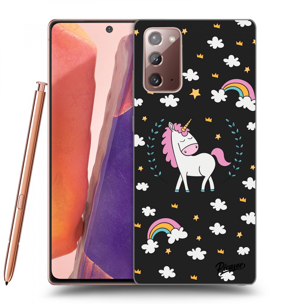 Picasee Samsung Galaxy Note 20 Hülle - Schwarzes Silikon - Unicorn star heaven
