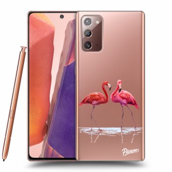 Picasee Samsung Galaxy Note 20 Hülle - Transparentes Silikon - Flamingos couple