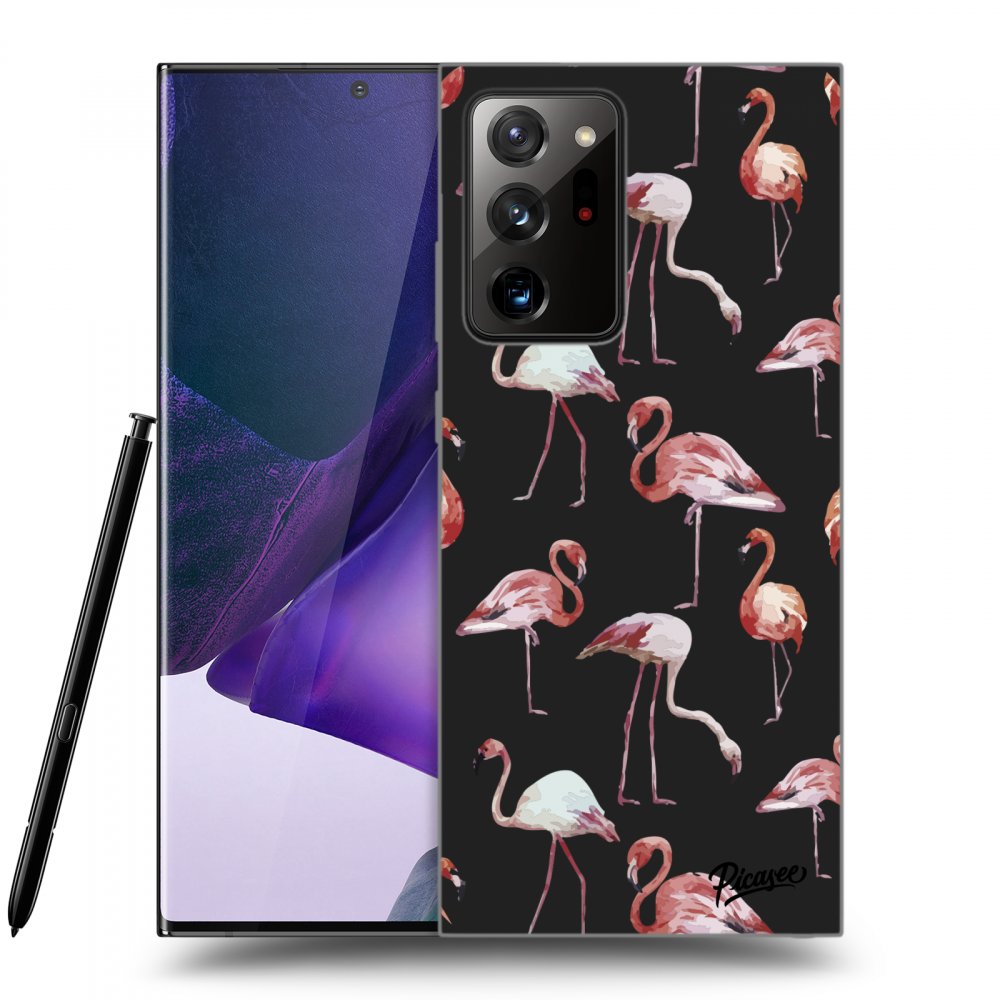 Picasee Samsung Galaxy Note 20 Ultra Hülle - Schwarzes Silikon - Flamingos